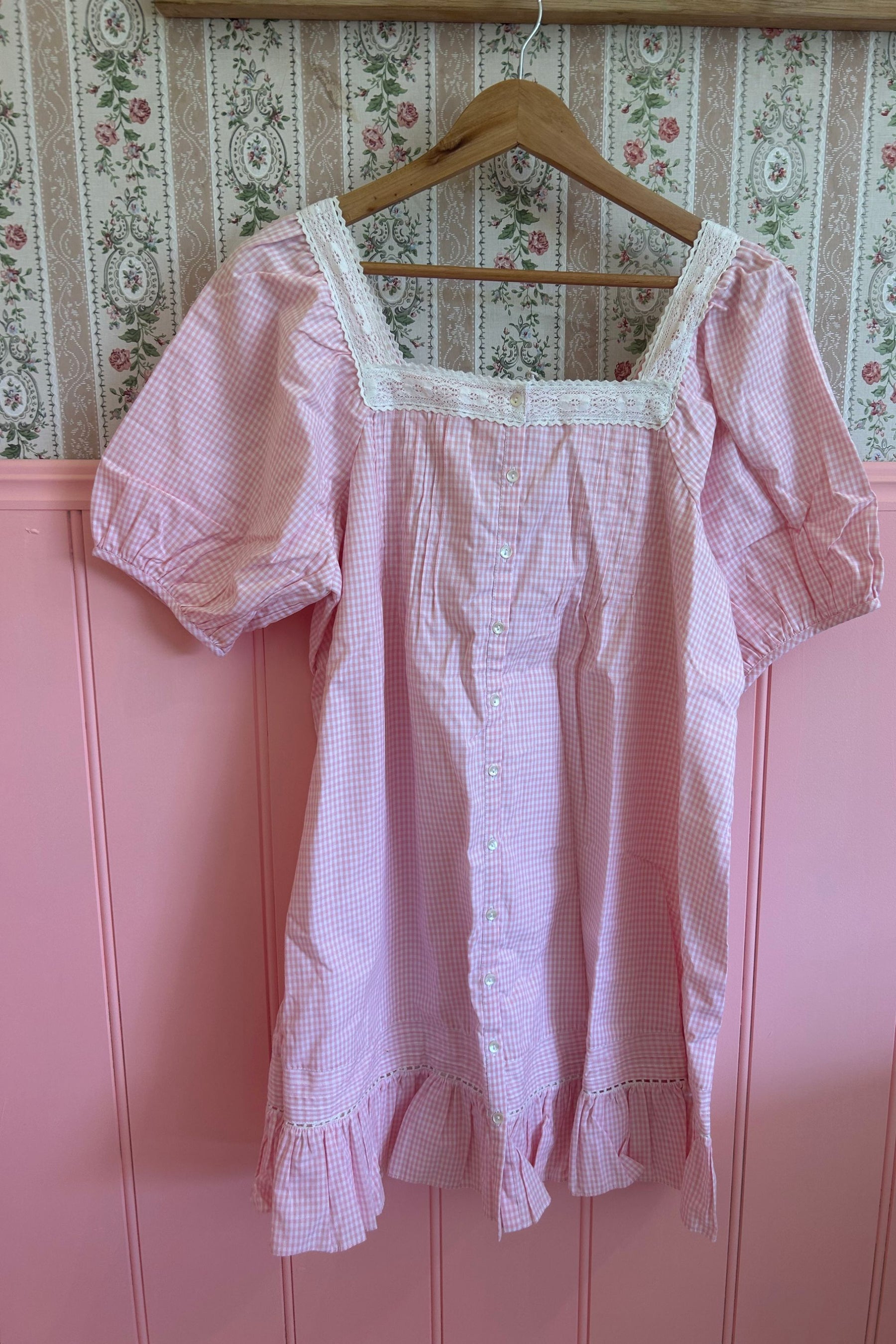 Mila Mini Dress in Baby Pink Gingham