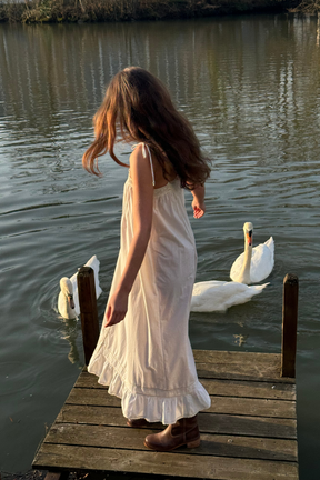 Mila Tie Dress in Antique Cream