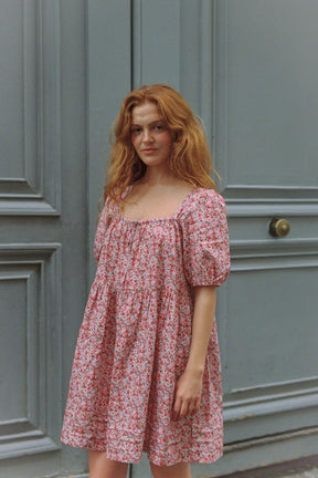 Ivy Smock Mini Dress in Plum Rose