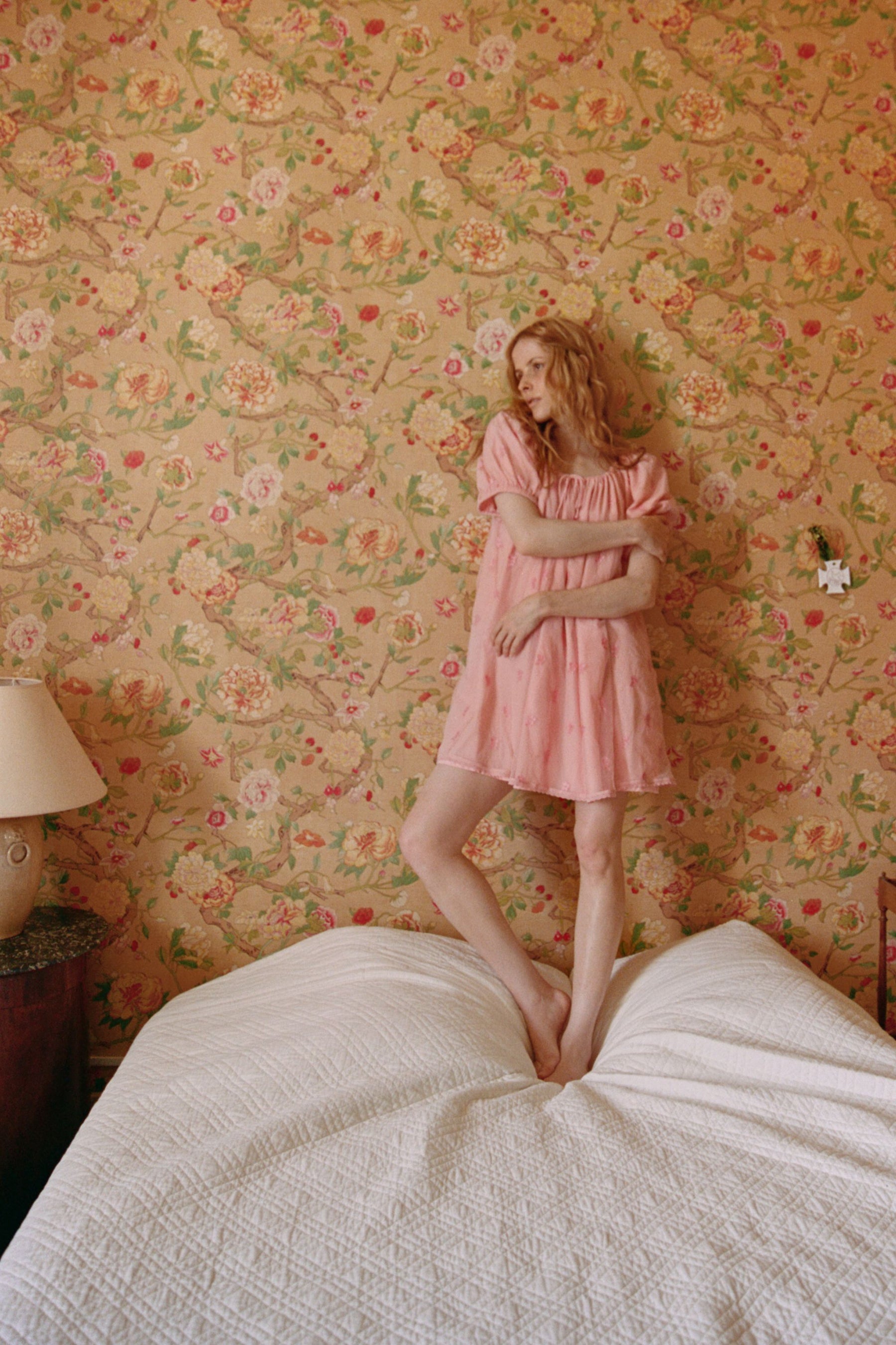 Fleur de Pêche Draw Cord Dress In Lace