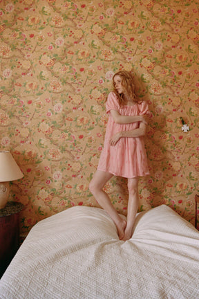 Fleur de Pêche Draw Cord Dress In Lace