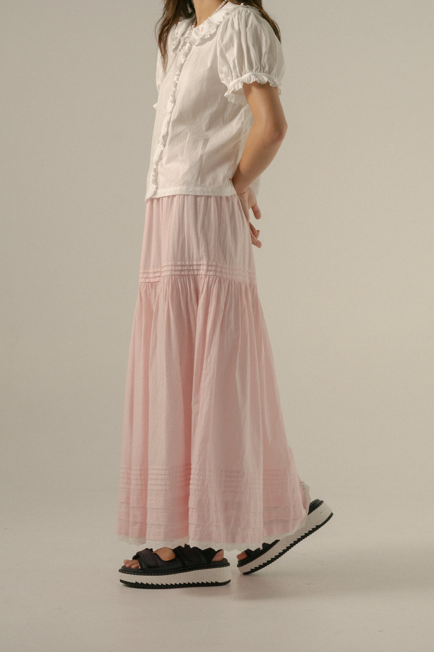 Yuri Skirt in Rosewater Stripe