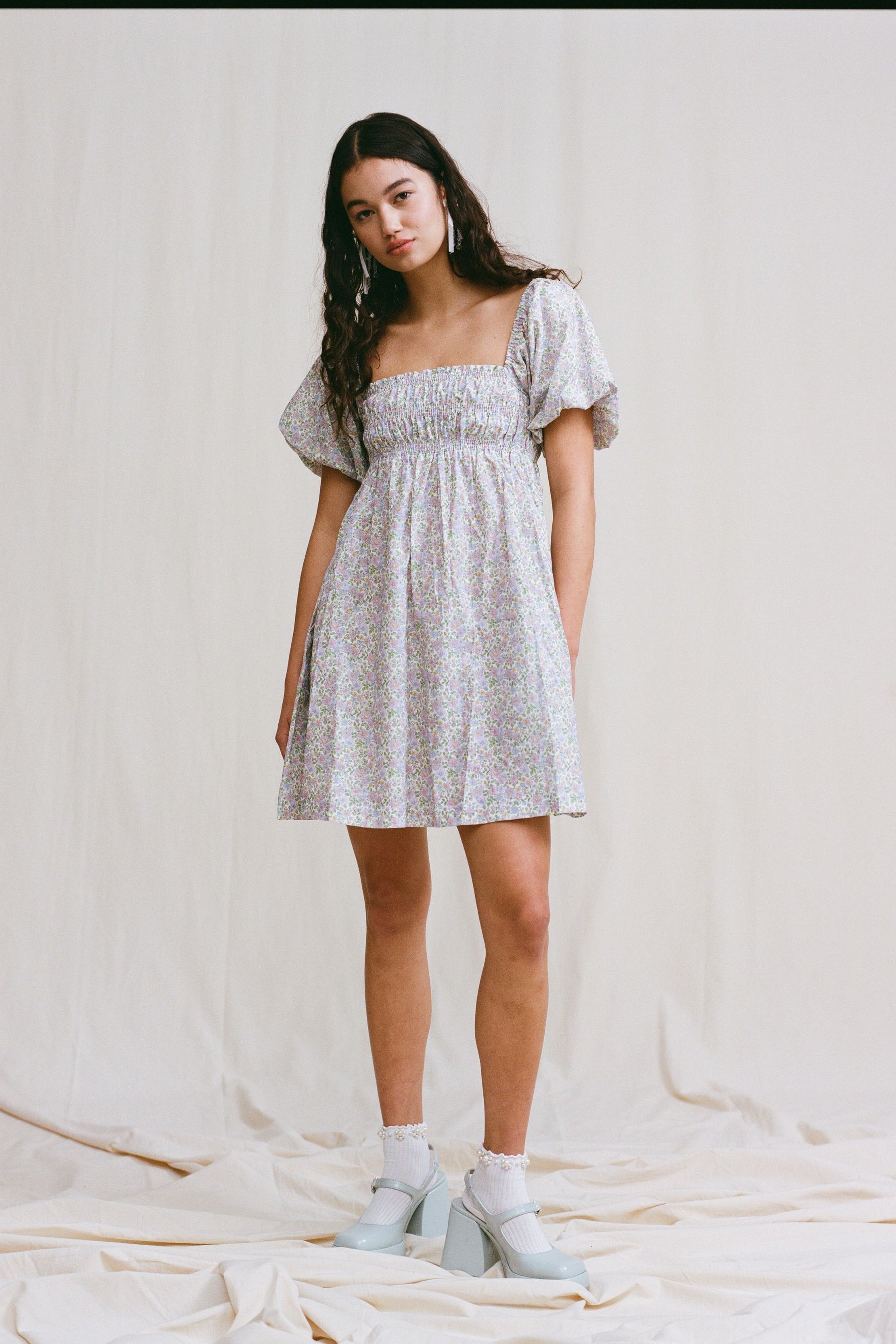 Ella Mini Dress in Lavender Garden