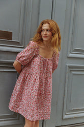 Ivy Smock Mini Dress in Plum Rose