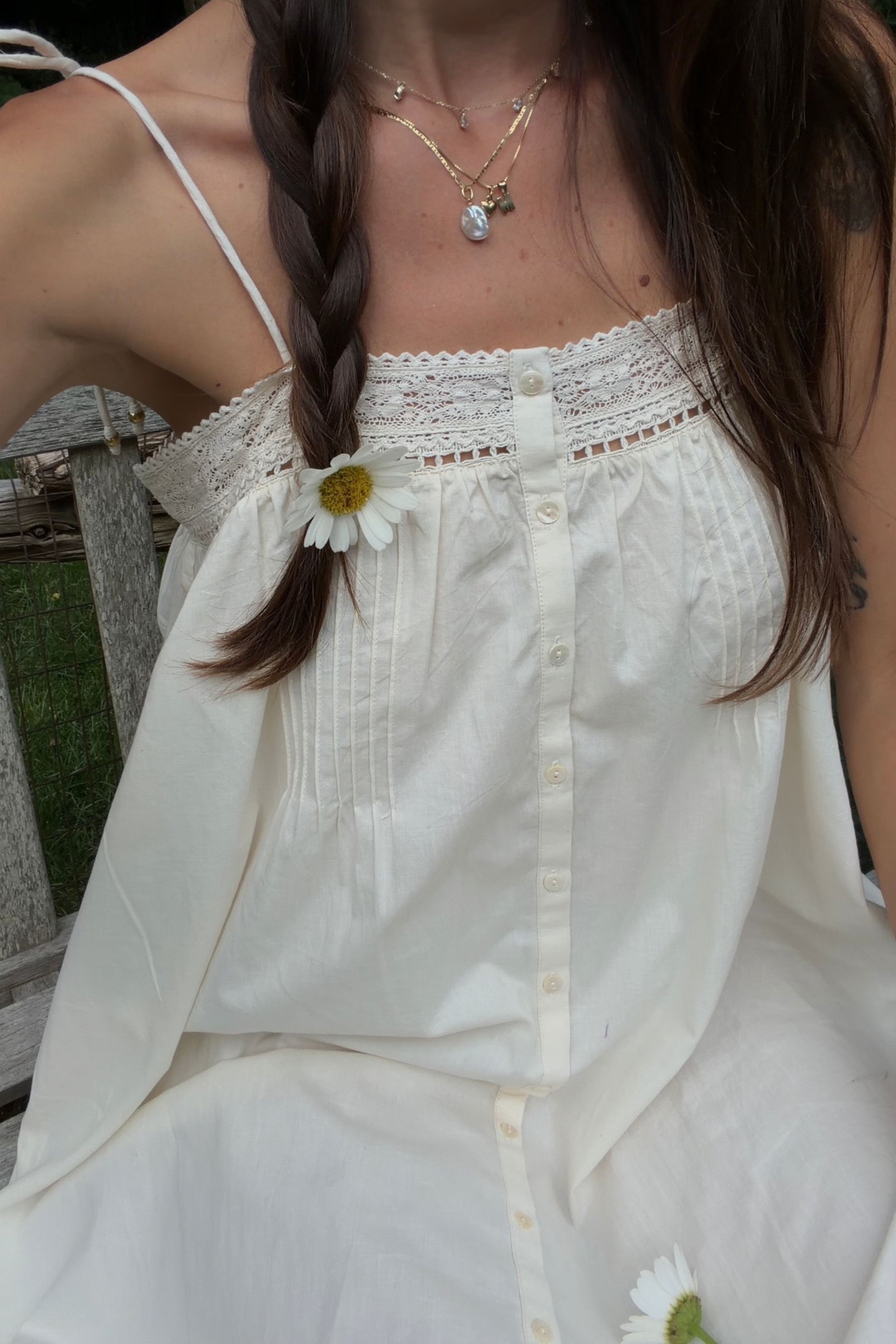 Mila Tie Dress in Antique Cream