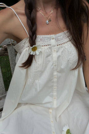 Mila Tie Dress in Antique Cream