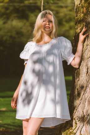 Elsie Smock Mini Dress In Cotton Poplin