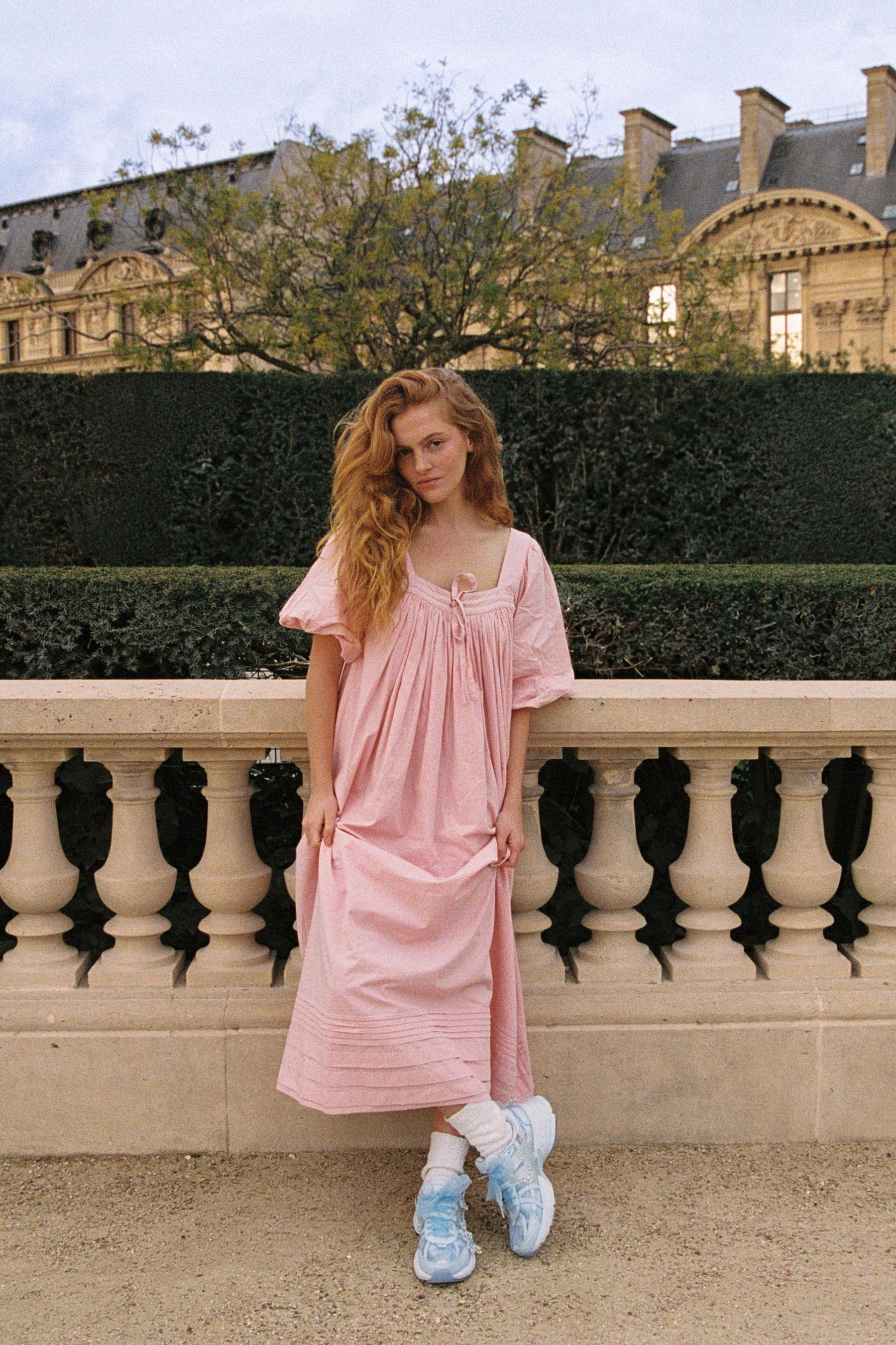 celine pink dress Celine Corset Drape Satin Gown by Leau