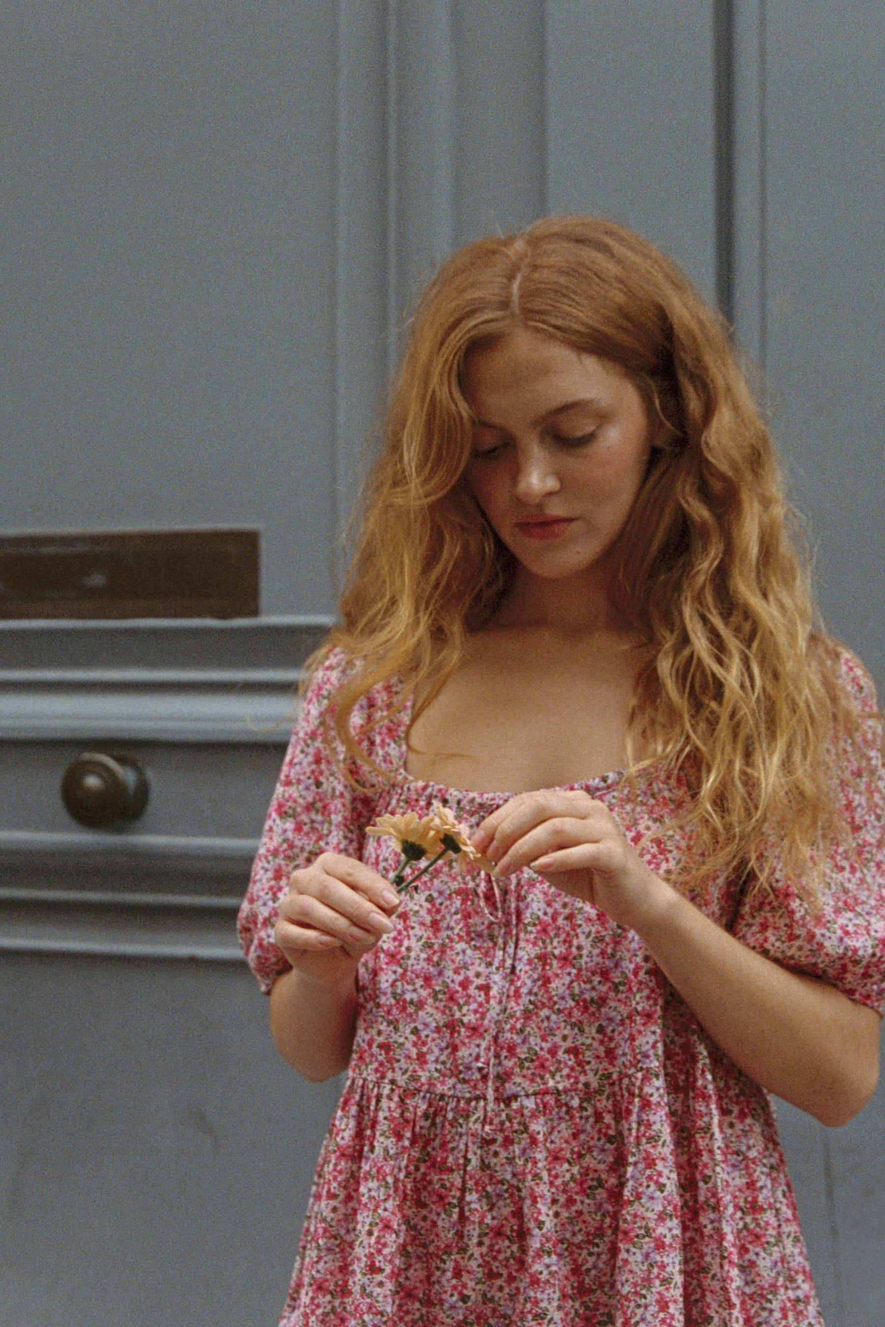 Ivy Smock Mini Dress in Plum Rose