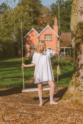 Elsie Smock Mini Dress In Cotton Poplin