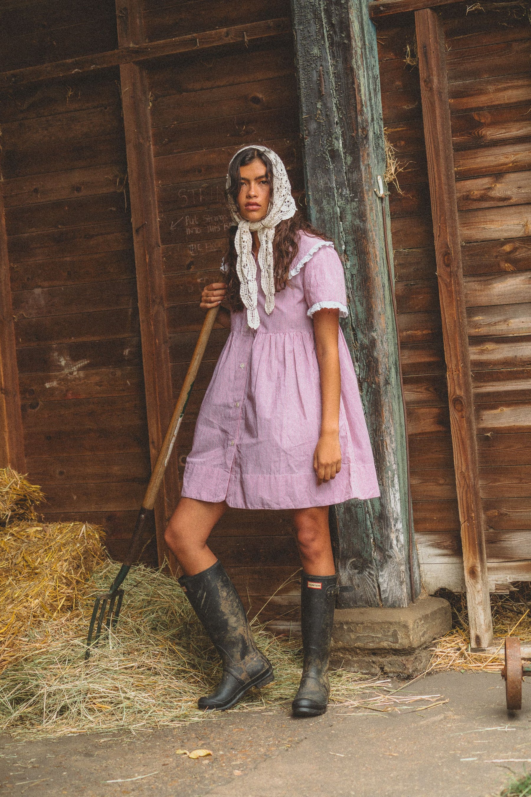 Inka Mini Dress in Cottage Red Stripe