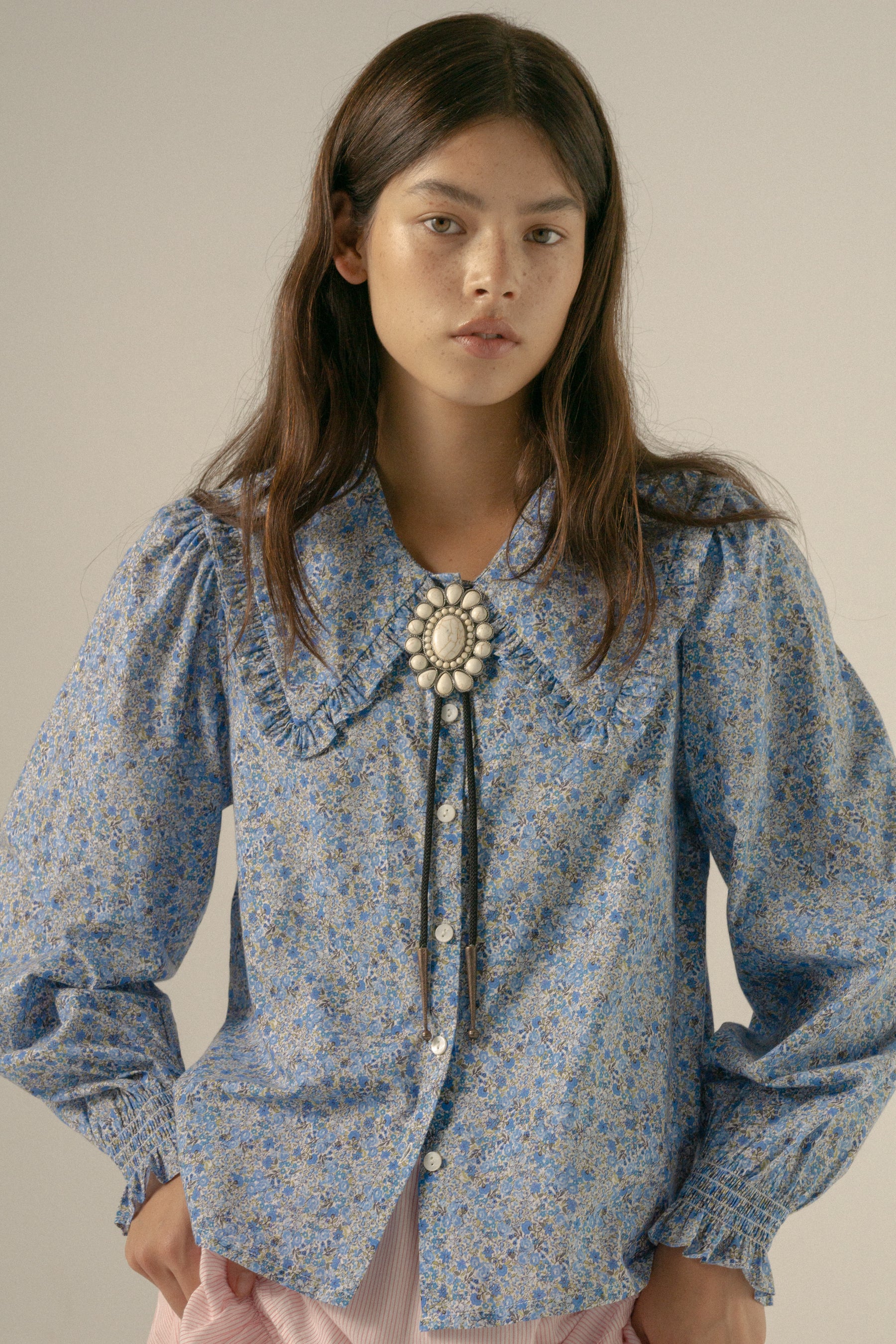 Lucia Blouse in French Blue Ditsy