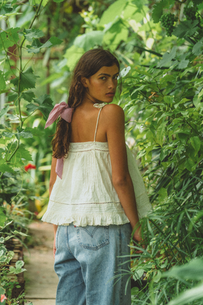 Mila Tie Top in Antique Cream