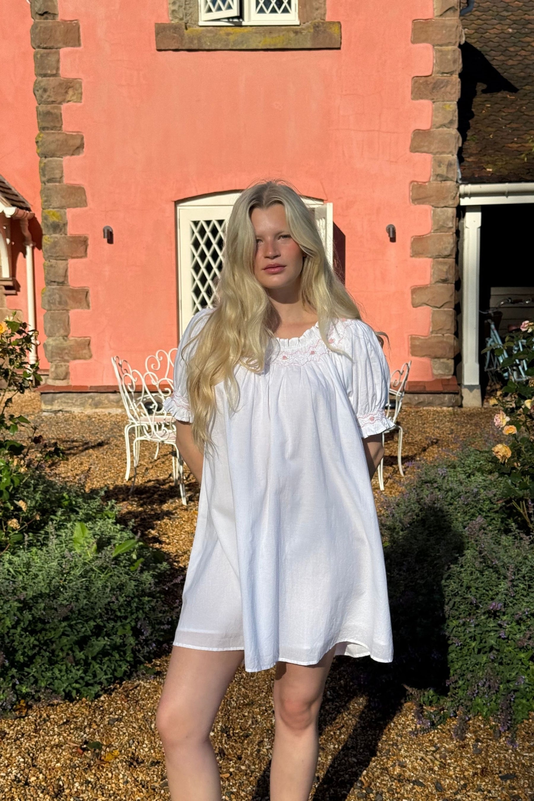 Elsie Smock Mini Dress In Cotton Poplin