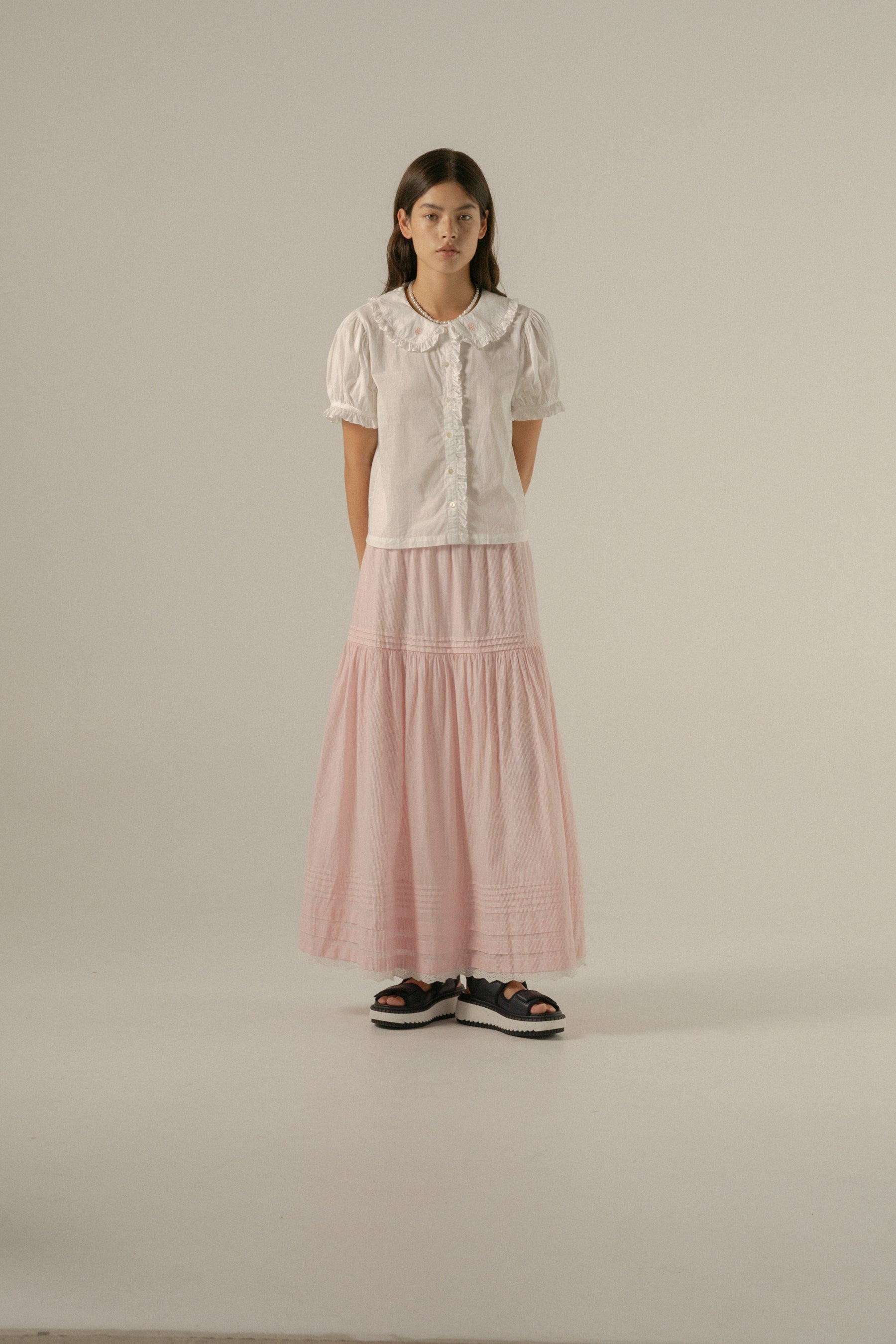 Yuri Skirt in Rosewater Stripe