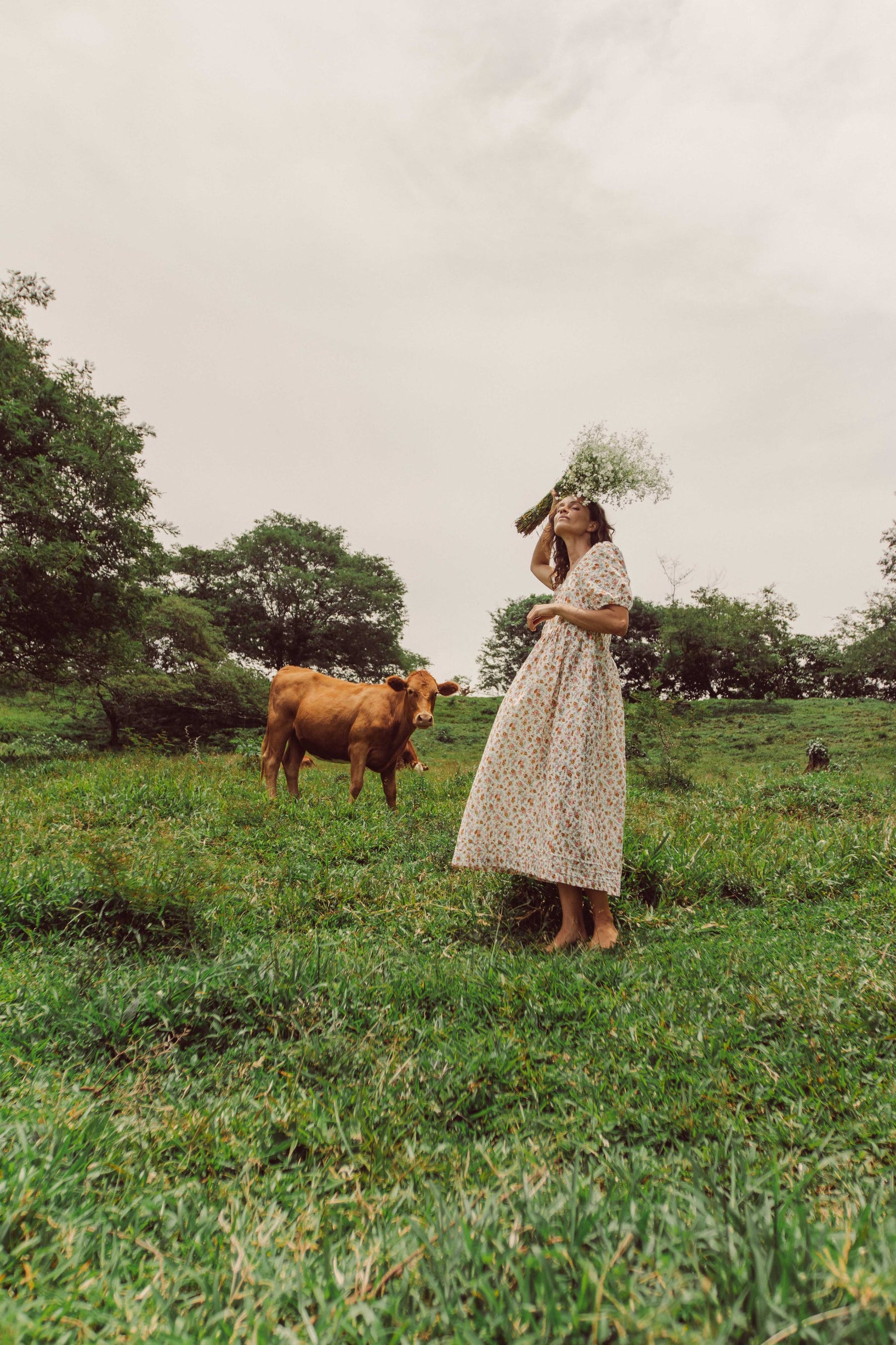 Ivy Smock Midi in Maria Garden