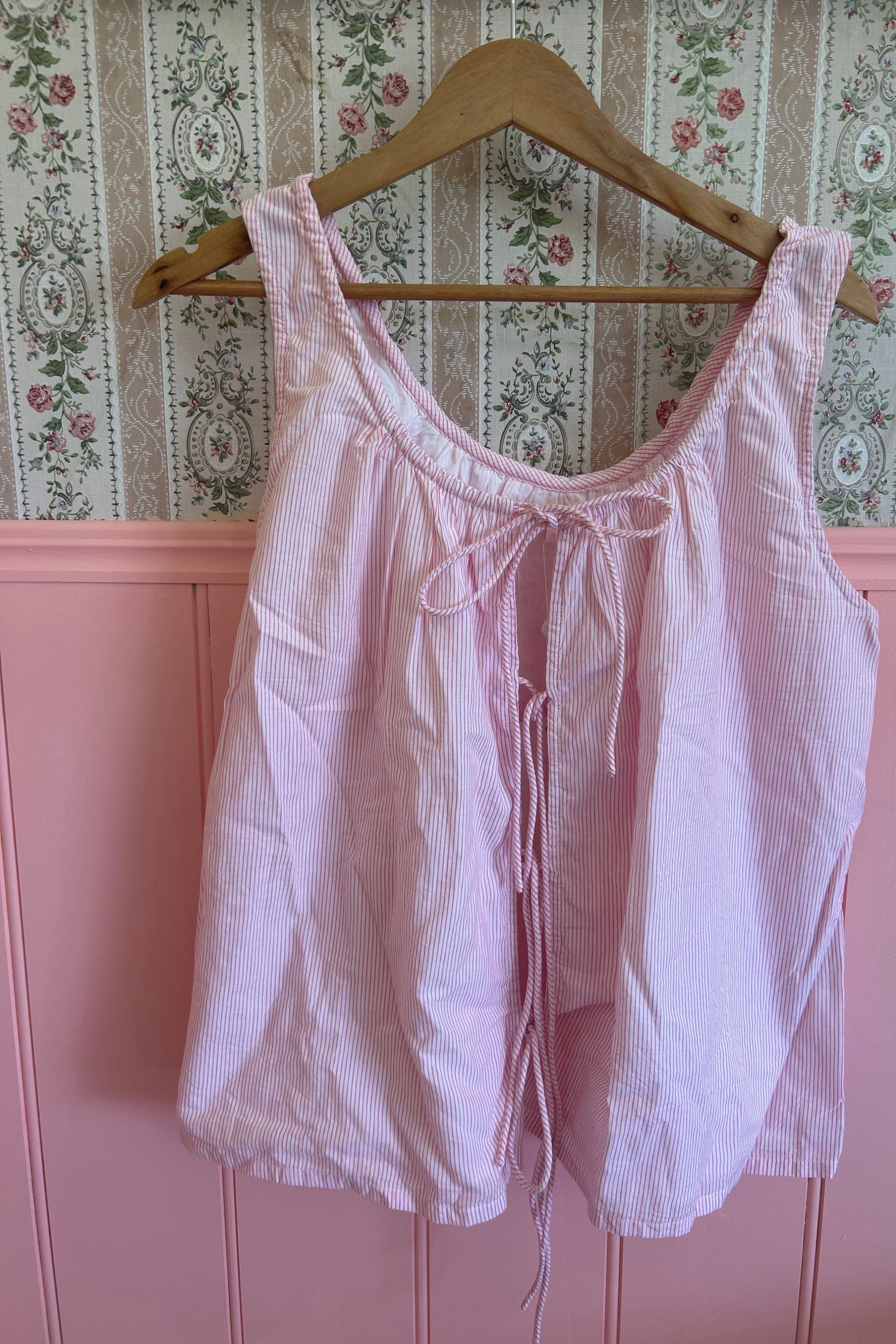 Tilly Tie Top in Rosewater Stripe