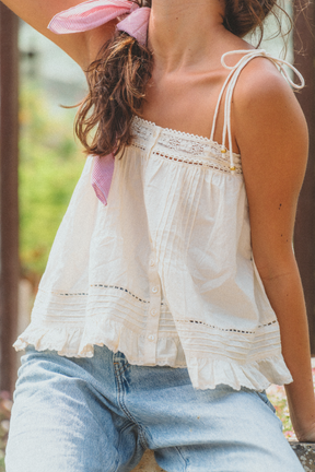 Mila Tie Top in Antique Cream