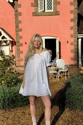 Elsie Smock Mini Dress In Cotton Poplin