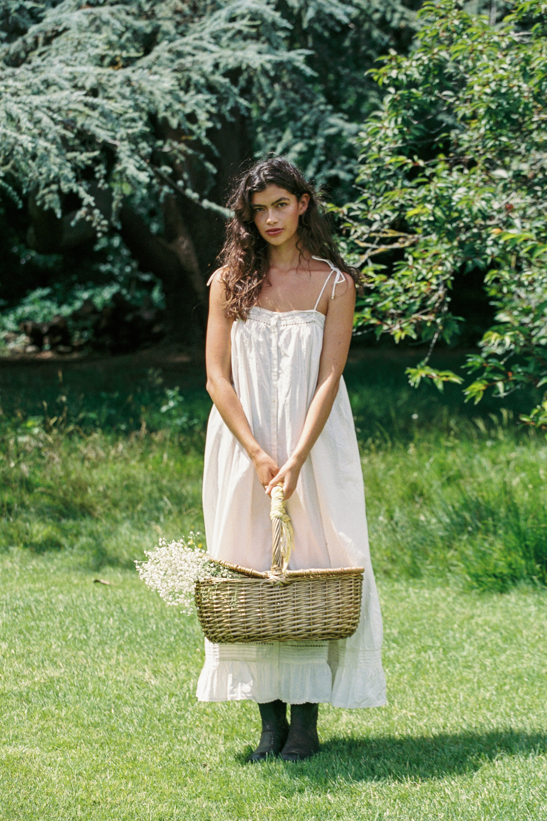 Mila Tie Dress in Antique Cream
