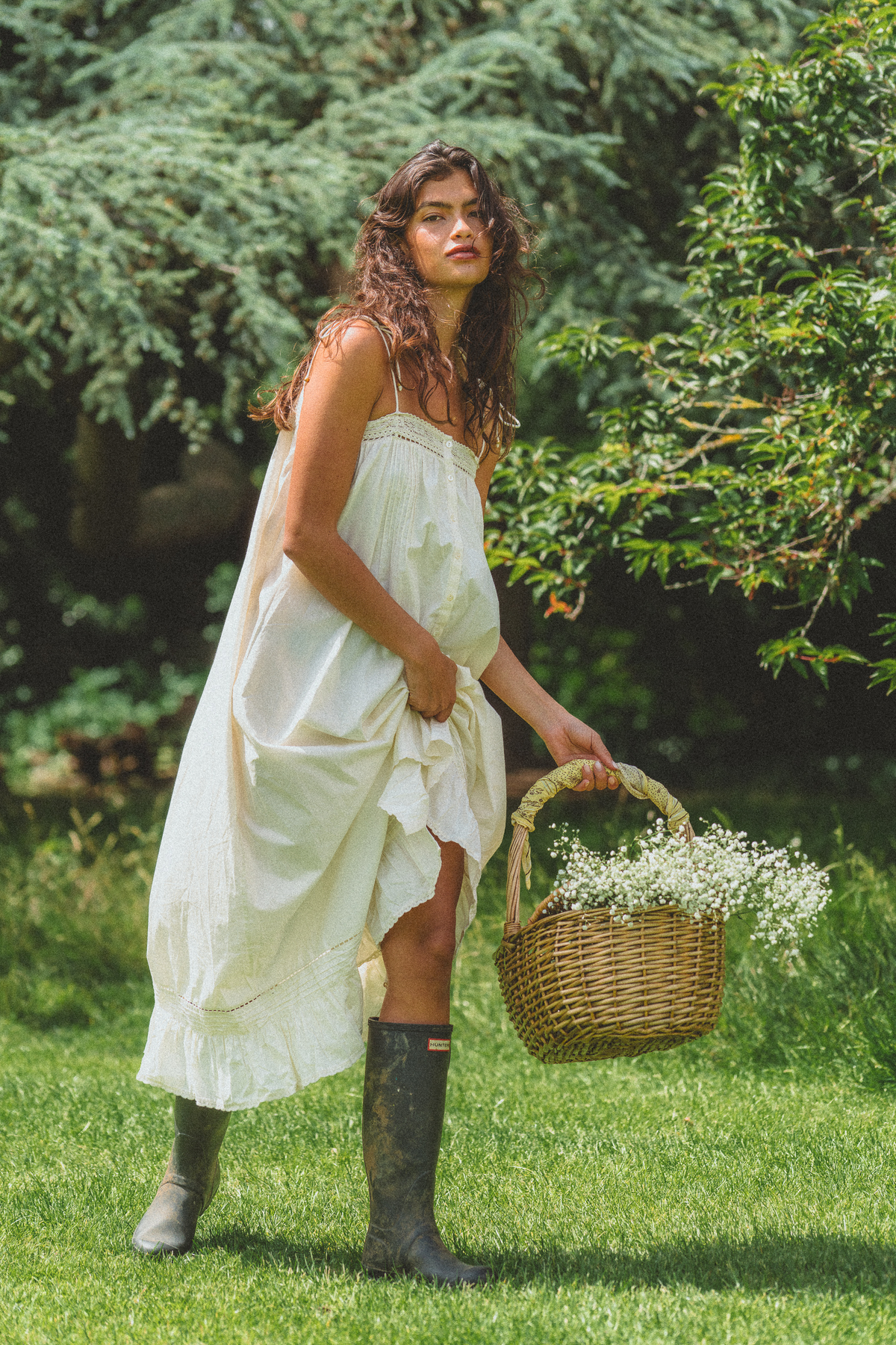 Mila Tie Dress in Antique Cream