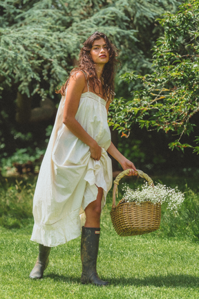 Mila Tie Dress in Antique Cream