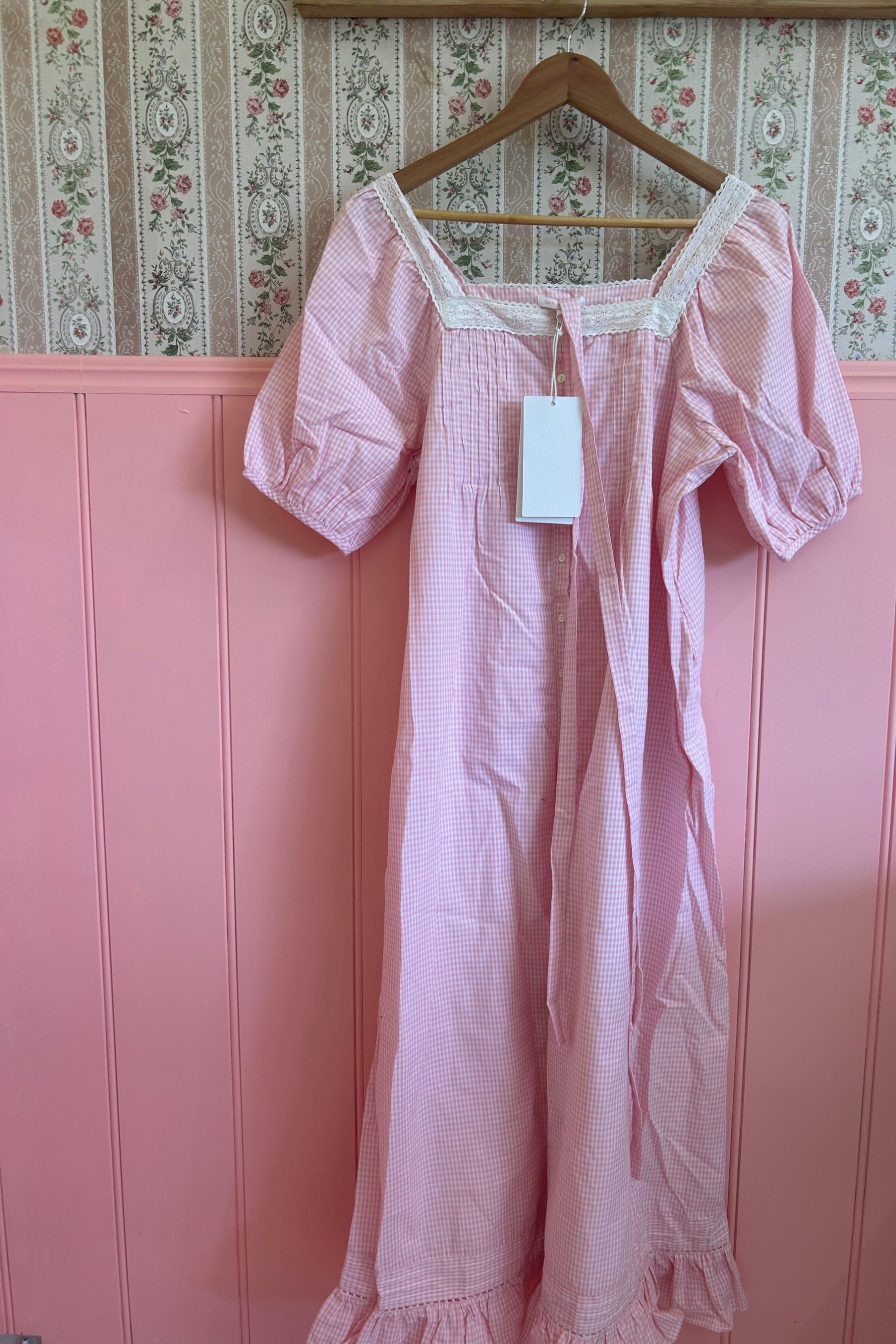 Mila Midi Dress in Baby Pink Gingham
