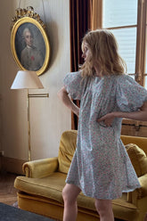 Andi Puff Dress- Tall in Cornflower Meadow