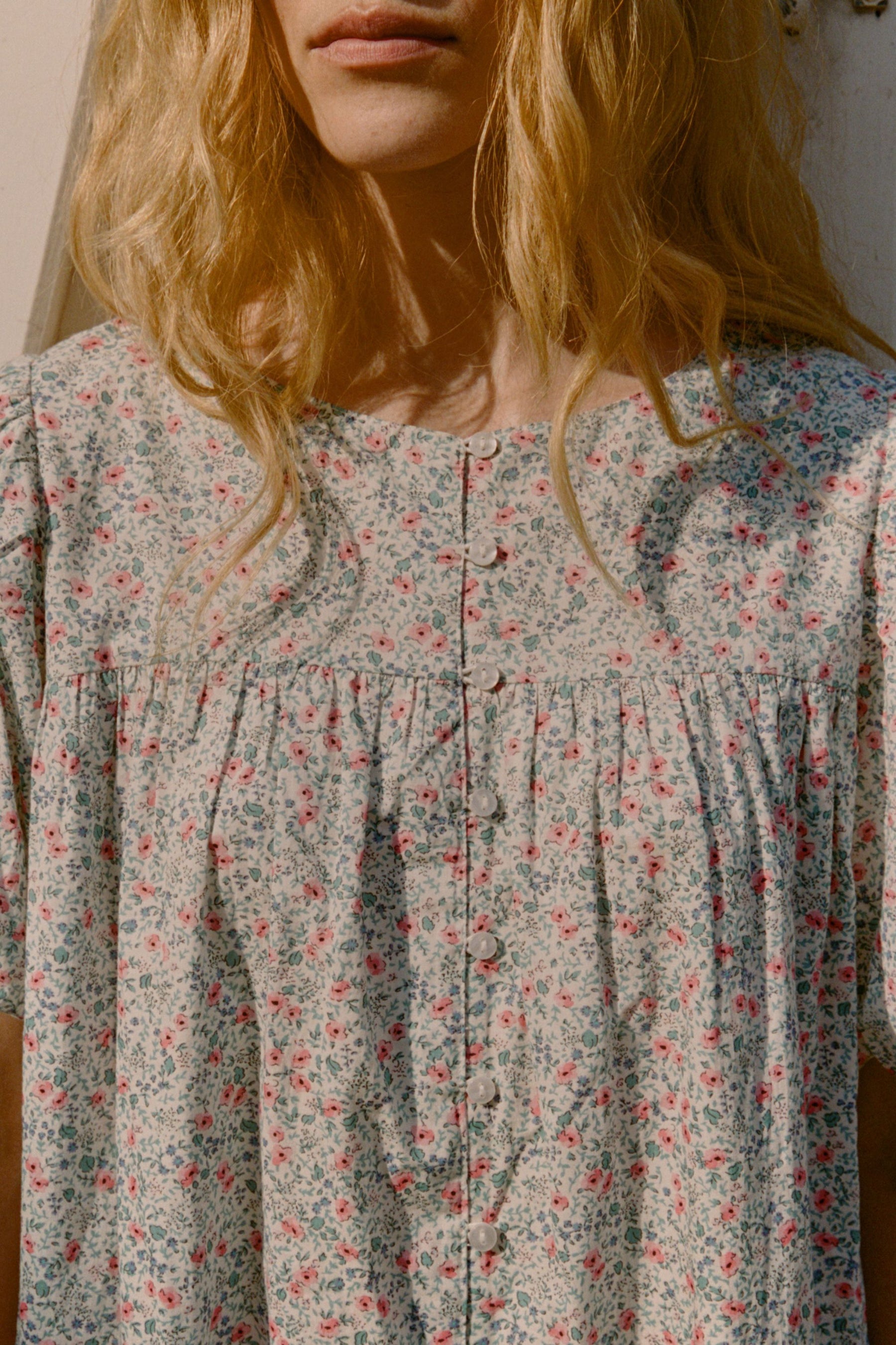 Andi Puff Dress- Tall in Cornflower Meadow