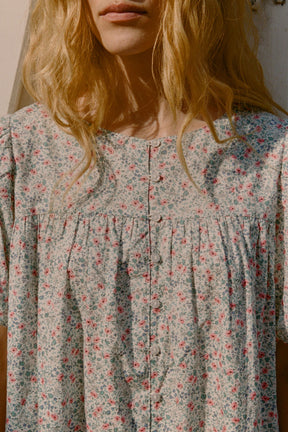 Andi Puff Dress- Tall in Cornflower Meadow