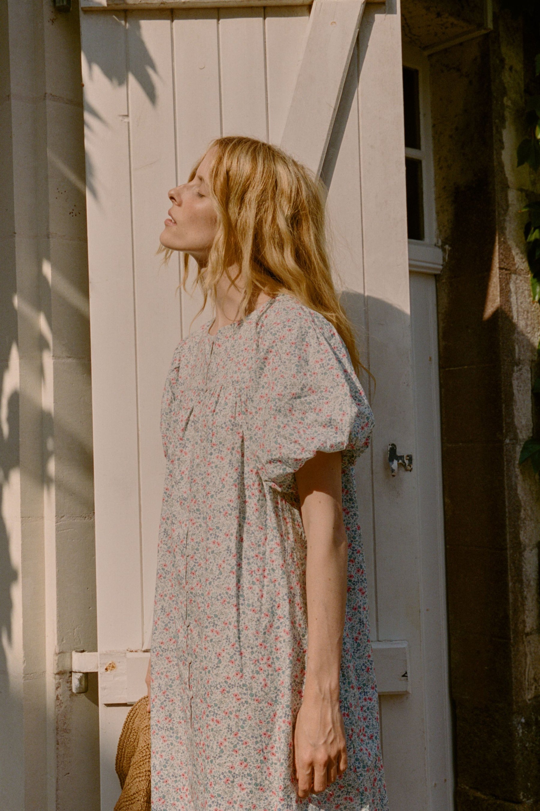 Andi Puff Dress- Tall in Cornflower Meadow