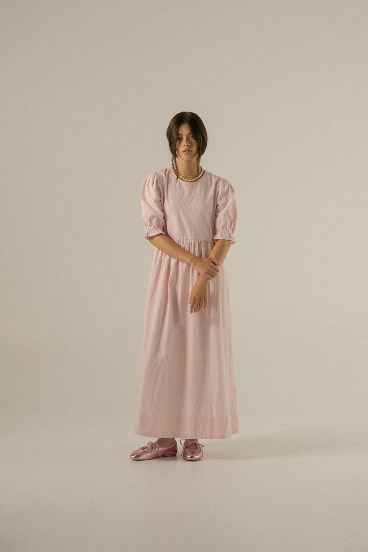 Mimi Midi Dress in Rosewater Stripe