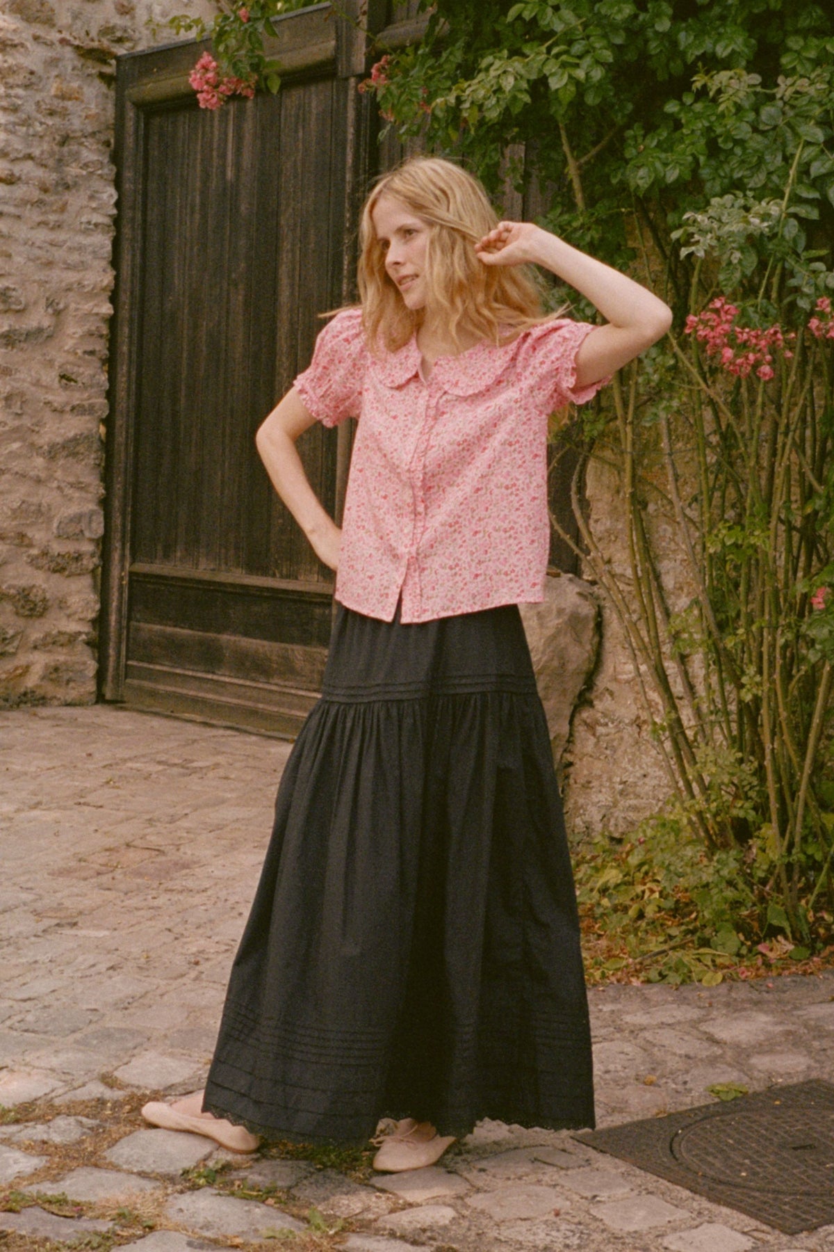 Yuri Skirt in Black Cotton Poplin