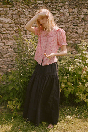 Yuri Skirt in Black Cotton Poplin