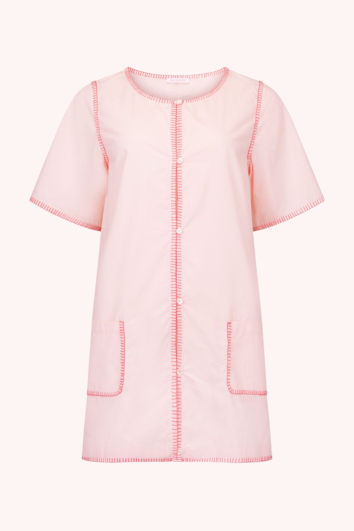 Juni Holiday Dress in Powder Pink + Hand Stitching