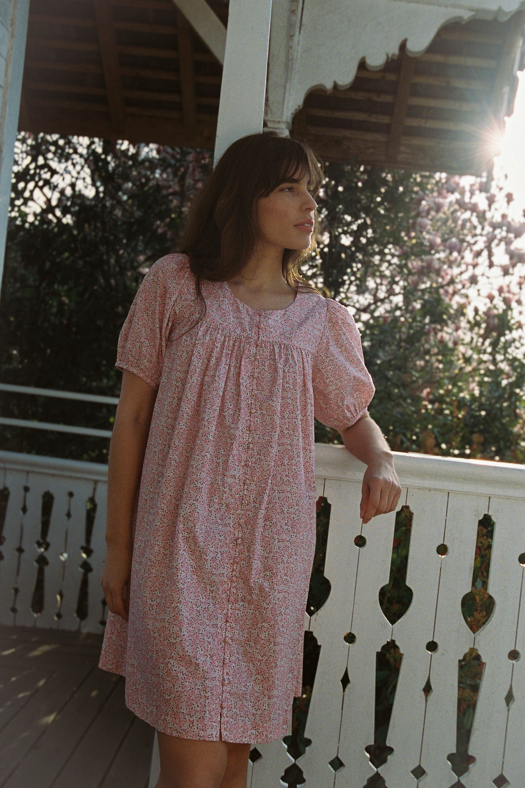 Mini Puff Dress - Tall in Rosie Floral