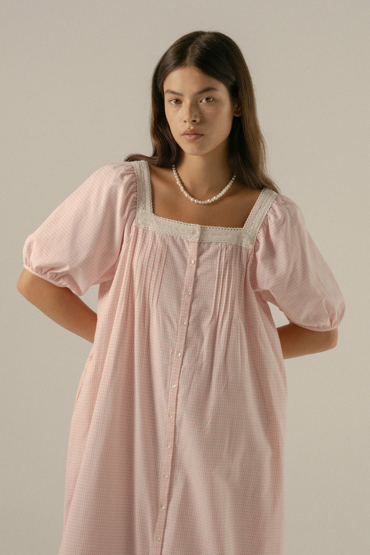 Mila Midi Dress in Baby Pink Gingham