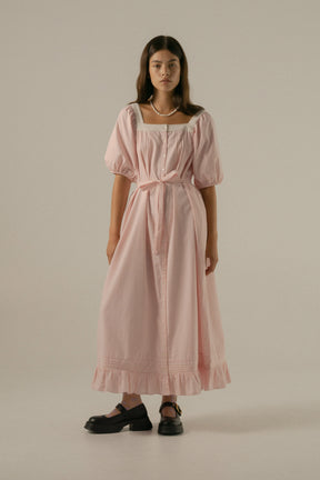Mila Midi Dress in Baby Pink Gingham