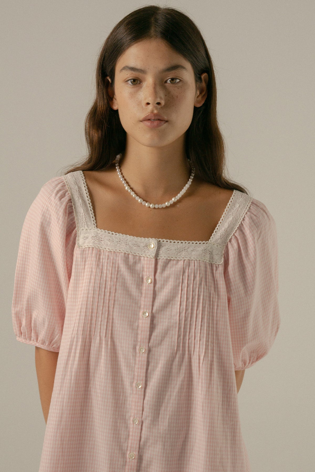 Mila Mini Dress in Baby Pink Gingham
