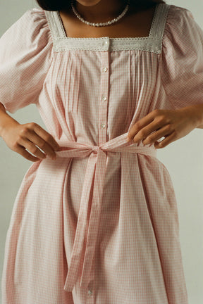 Mila Midi Dress in Baby Pink Gingham