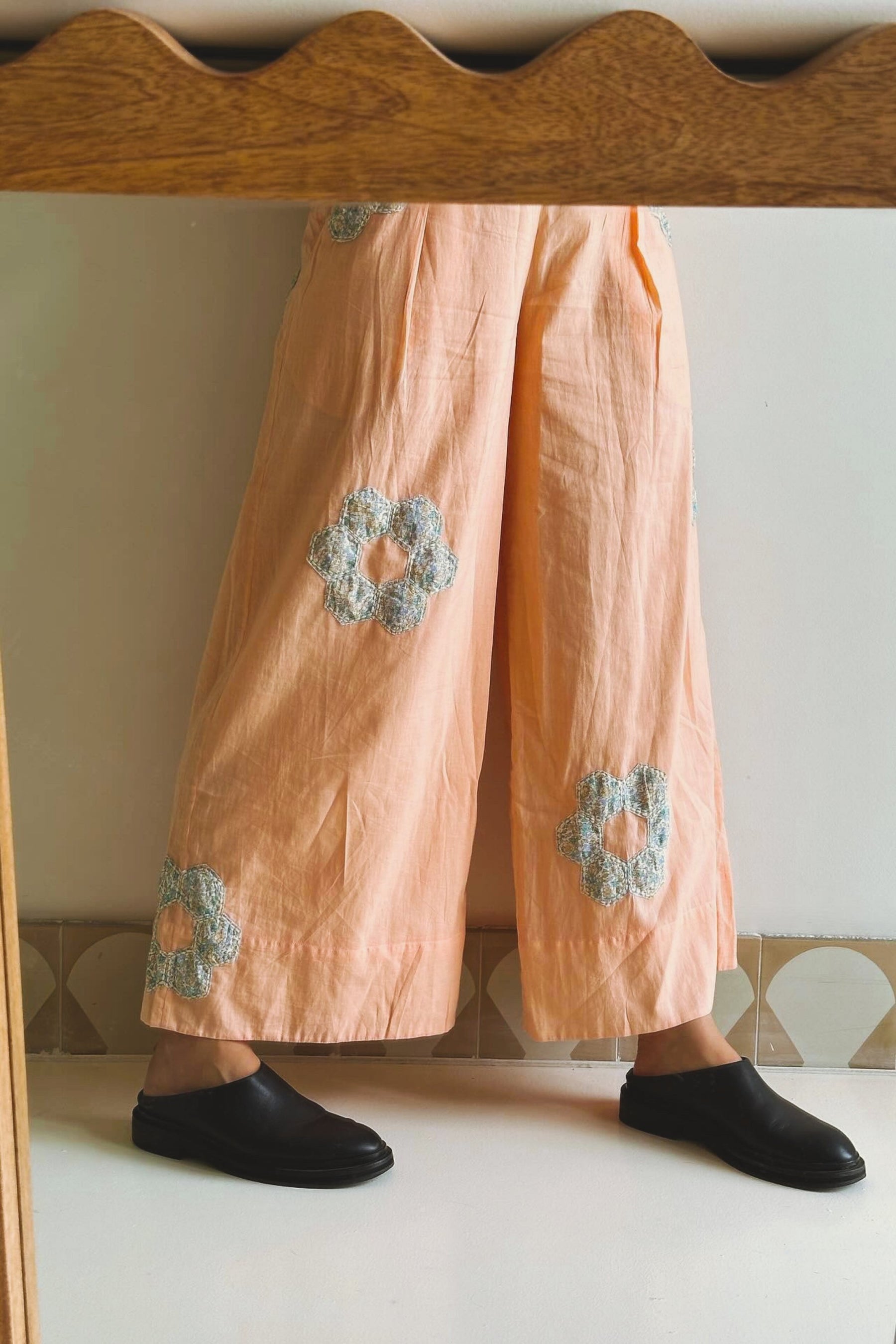 Patchwork Pant by Hand in Peach