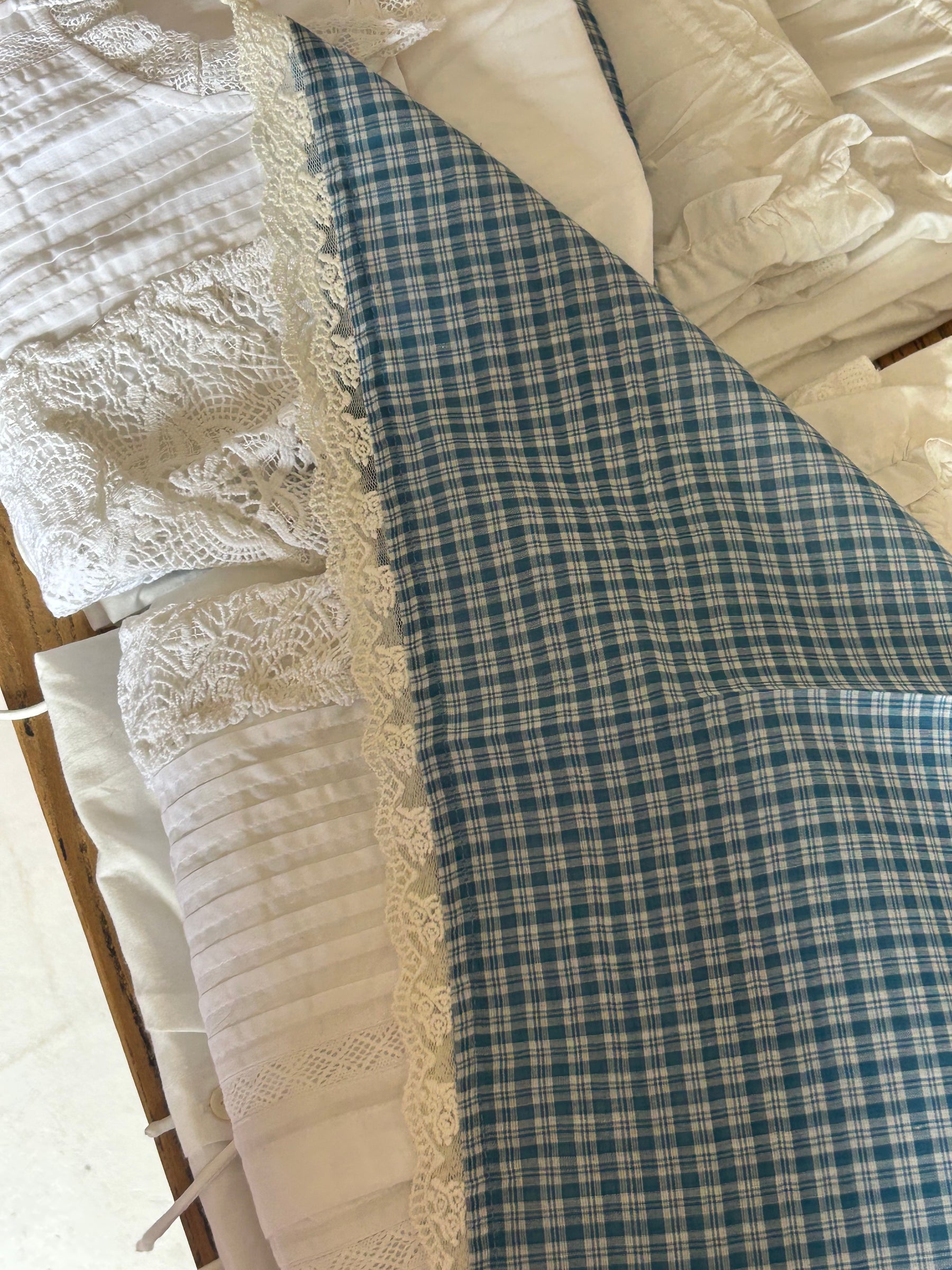 Delilah Lace Scarf in Livia Blue Gingham