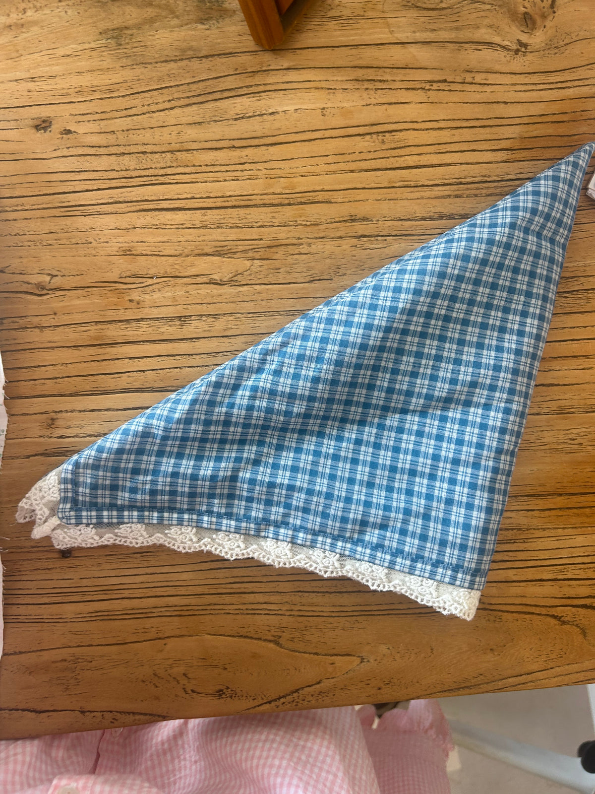 Delilah Lace Scarf in Livia Blue Gingham