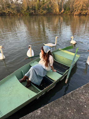 Delilah Lace Scarf in Livia Blue Gingham