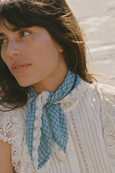 Delilah Lace Scarf in Livia Blue Gingham