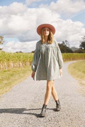 Smock Dress in Juniper Bloom