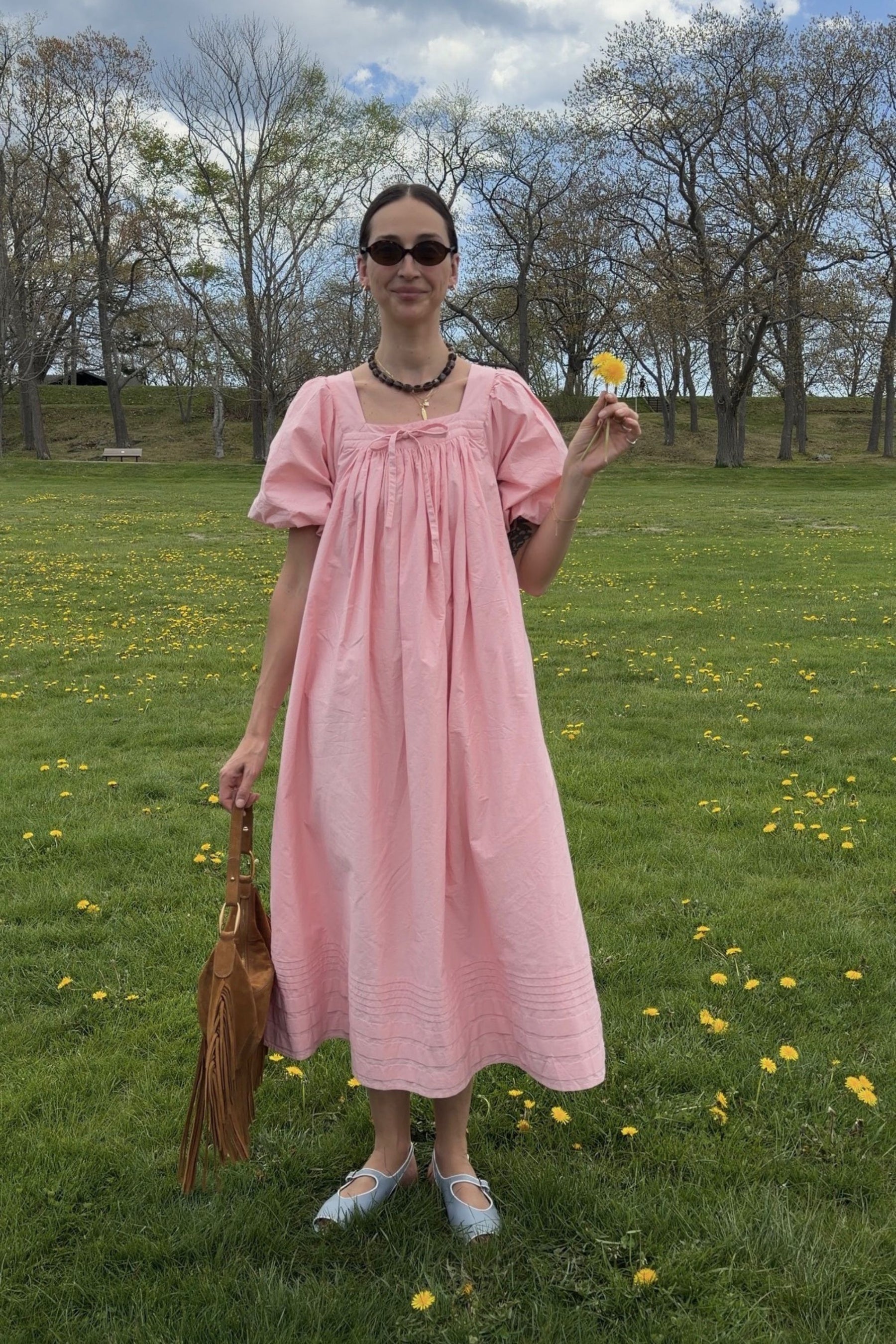 Celine Midi Dress in Flora Pink