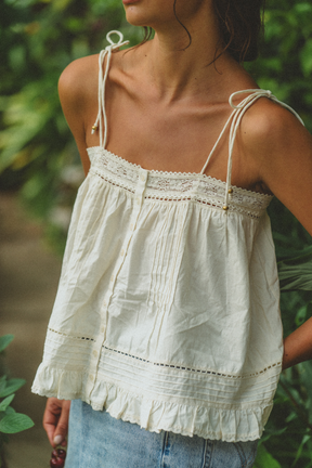 Mila Tie Top in Antique Cream