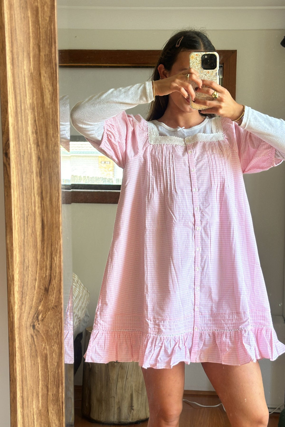 Mila Mini Dress in Baby Pink Gingham