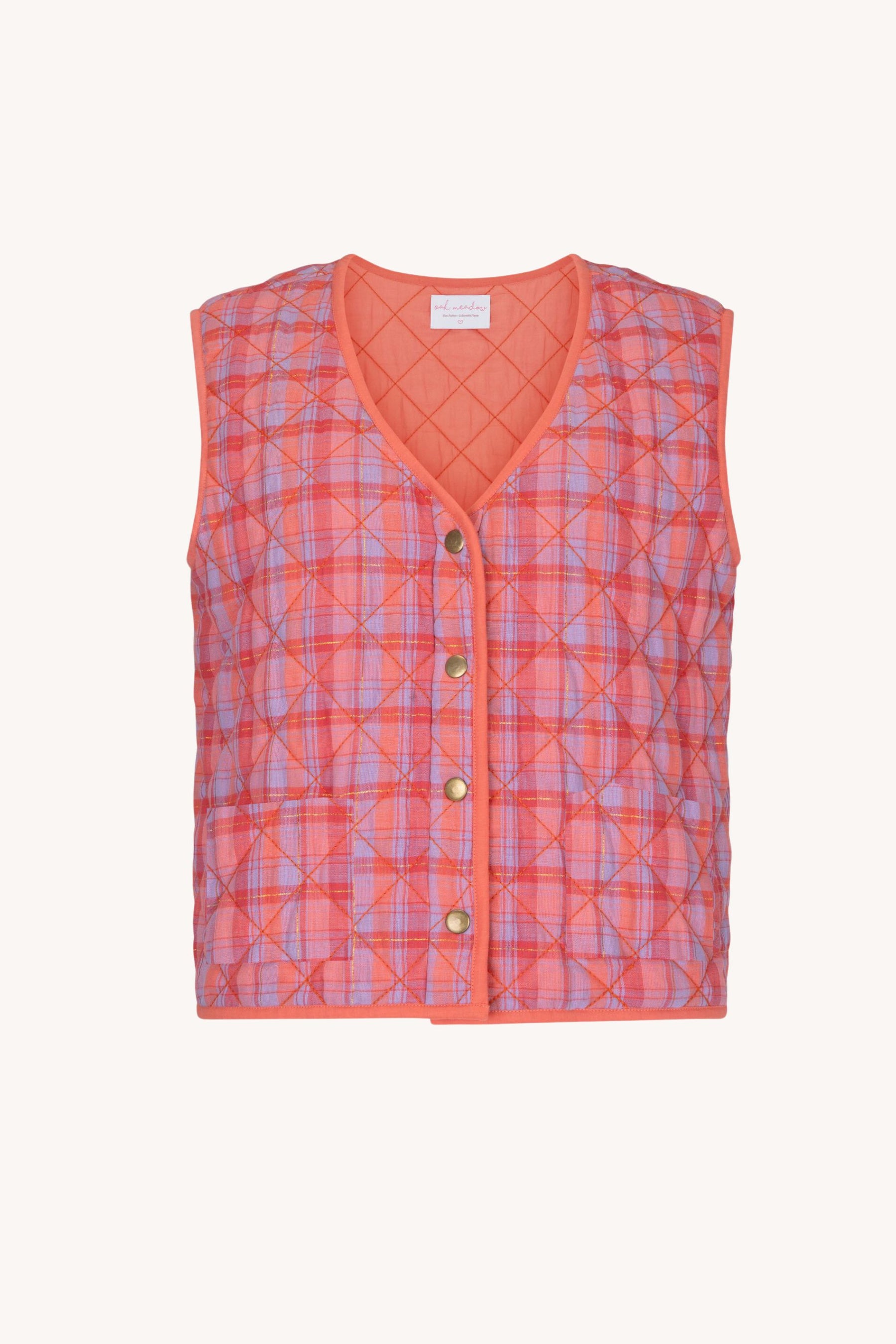 Anika Quilted Vest in Dusk Plaid